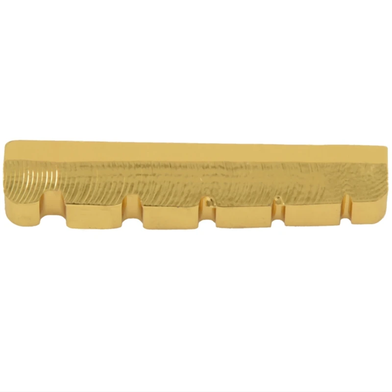 5 String Slotted Brass Gold Palted Electric Bass Guitar Bridge Nut 45.2*6*8/8.9mm
5 String Slotted Brass Gold Palted Electric Bass Guitar Bridge Nut 45.2*6*8/8.9mm