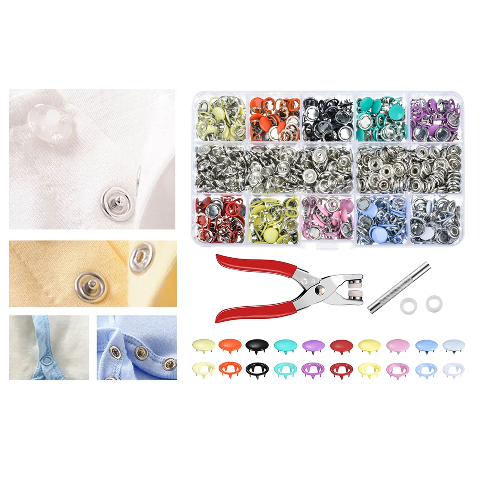 Snaps Fasteners Tool Kit Press Tool Kit for DIY Crafting Children Clothing
Snaps Fasteners Tool Kit Press Tool Kit for DIY Crafting Children Clothing