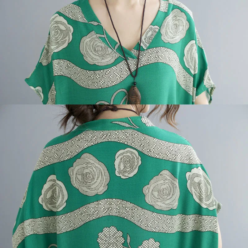2021 New Plus Size Summer Dress Women Lady Vestidos Sundress Bohemian Flowers Print Long Oversize Green Casual Big Dresses 
2021 New Plus Size Summer Dress Women Lady Vestidos Sundress Bohemian Flowers Print Long Oversize Green Casual Big Dresses