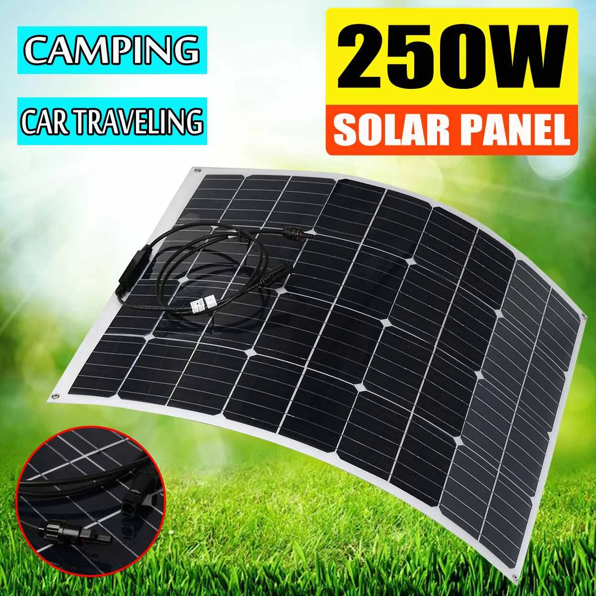 250W 18V Solar Panel Outdoor Portable Solar Panel Kit High Efficiency Flexible Solar Panel Monocrystalline for Outdoor Camping
250W 18V Solar Panel Outdoor Portable Solar Panel Kit High Efficiency Flexible Solar Panel Monocrystalline for Outdoor Camping