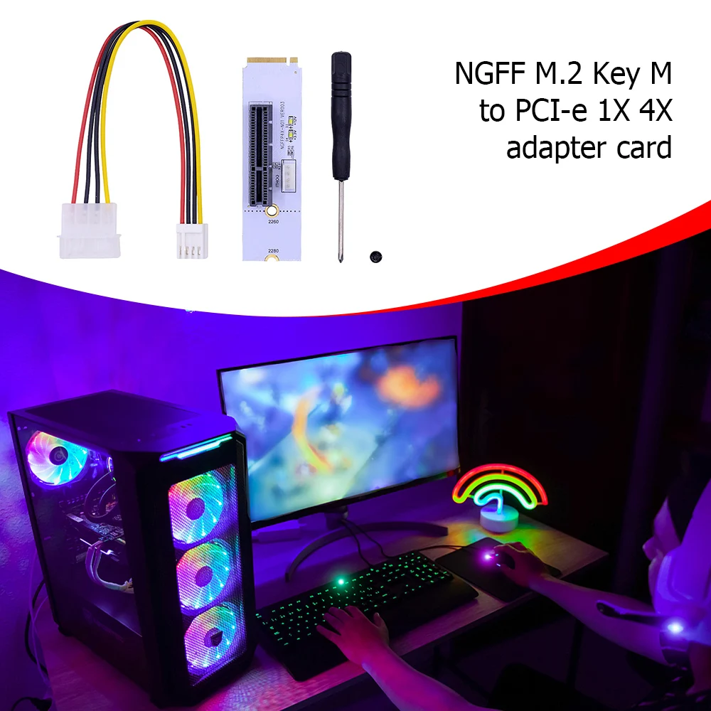 NGFF M2 to PCI-e 4X 1X Slot Riser Card Set M2 Key M to PCIe X4 Adapter with LED Voltage Indicator for NVME for Miner Mining
NGFF M2 to PCI-e 4X 1X Slot Riser Card Set M2 Key M to PCIe X4 Adapter with LED Voltage Indicator for NVME for Miner Mining
