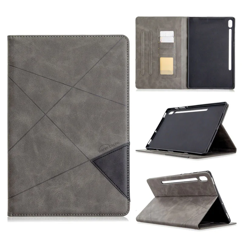 

Business Splicing Leather Case For Samsung Galaxy Tab S6 10.5 2019 SM-T860 SM-T865 With Card Slots Shockproof Cover