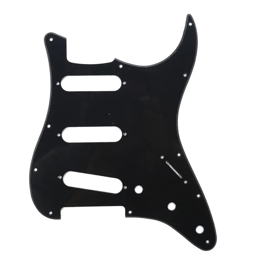 

Musiclily SSS 11 Hole Strat Guitar Pickguard for Fender USA/Mexican Made Standard Stratocaster Modern Style, 1Ply Black