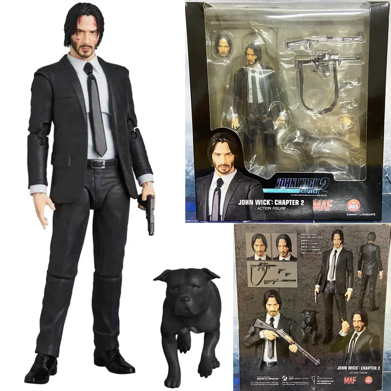 

JOHN WICK Action Figure Mafex 085 Chapter 2 Joint Movable With Dog PVC Collection Toys Dolls Anime Cartoon Model 16CM Gift
