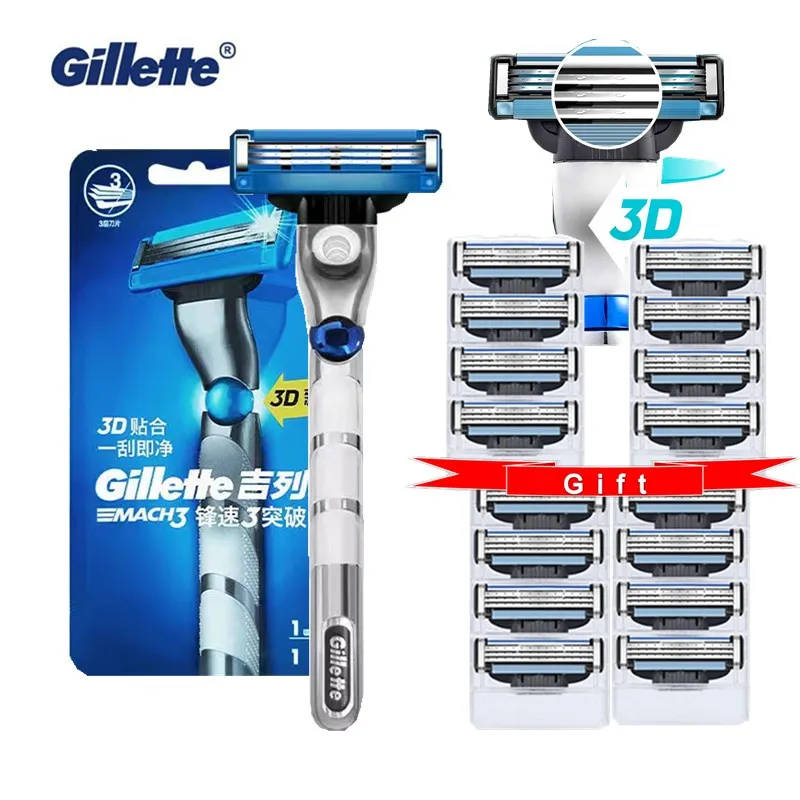 Gillette Mach 3 Turbo 3D мужские бритвы ручная машина для Бритья Бритвенные кассеты Бритва