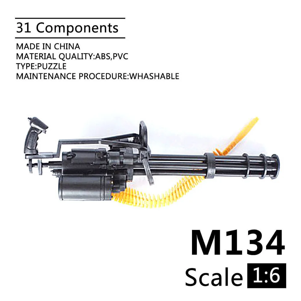 1:6 M134 Gatling Minigun 12 дюймов экшн-строка пластиковая сборка тяжелый пулемет модель 1/6