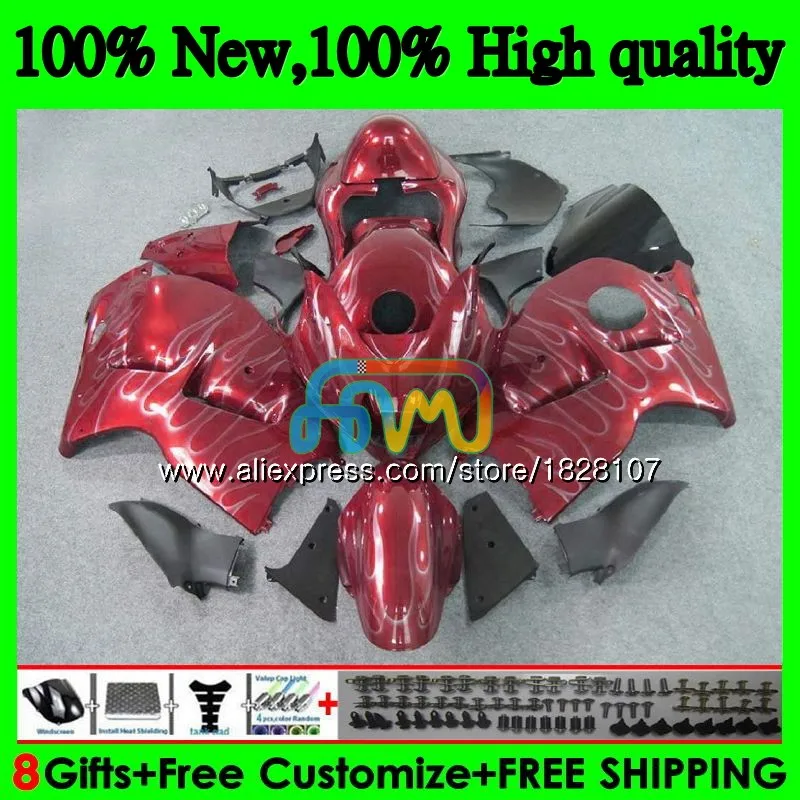 

Hayabusa For SUZUKI GSX-R1300 GSXR 1300 1996 1997 1998 1999 2000 2001 48BS.108 Red silvery GSXR1300 96 97 98 99 00 01 Fairings