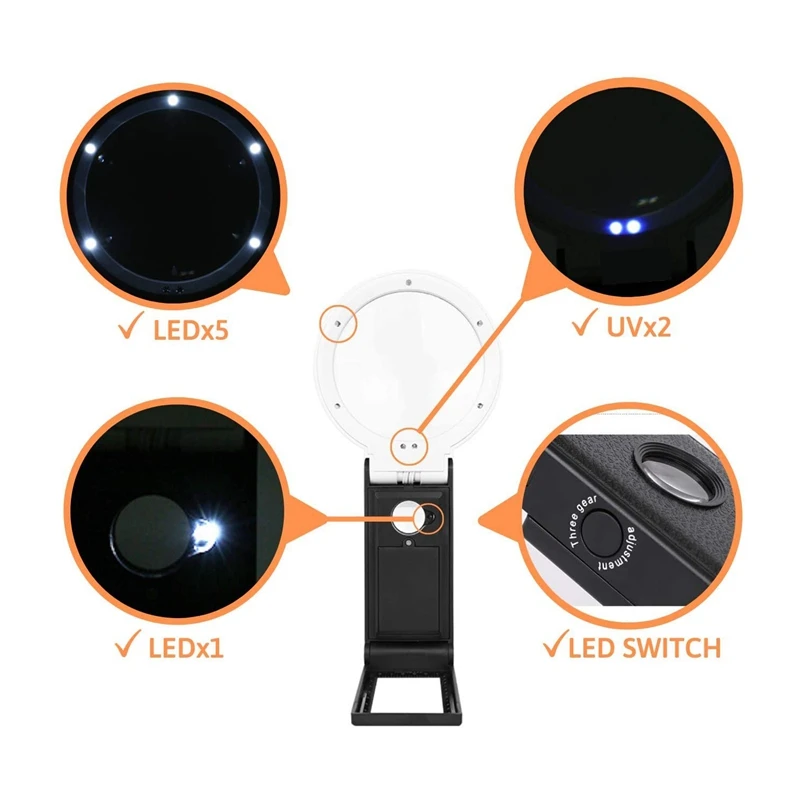 nifying Glass with Light, 3.5X 25X nification with LED Illuminated, Handheld or Stand nifying Glass
nifying Glass with Light, 3.5X 25X nification with LED Illuminated, Handheld or Stand nifying Glass