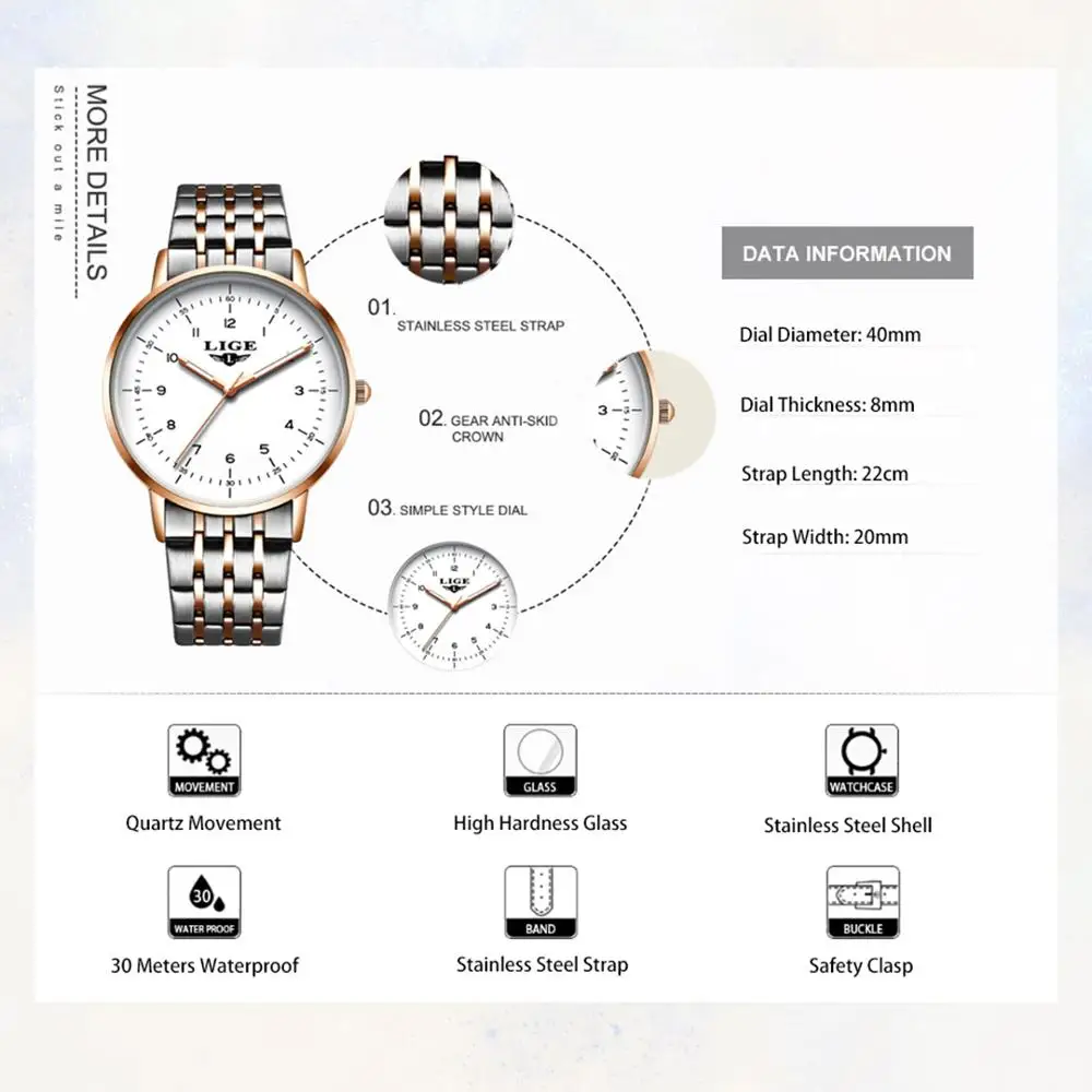 2020 новые модные часы для женщин LIGE Брендовые женские креативные стальные с