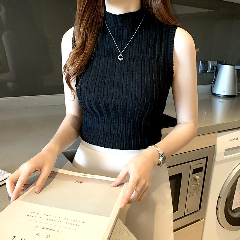 Woman Wool Knitted Sweater Vests High Collar Without Sleeves Coat In Autumn or Winter Oversize Black White Office Clothes Tops
Woman Wool Knitted Sweater Vests High Collar Without Sleeves Coat In Autumn or Winter Oversize Black White Office Clothes Tops