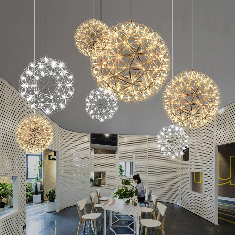 Фото Современные подвесные светильники с искровым шариком украшение для гостиной