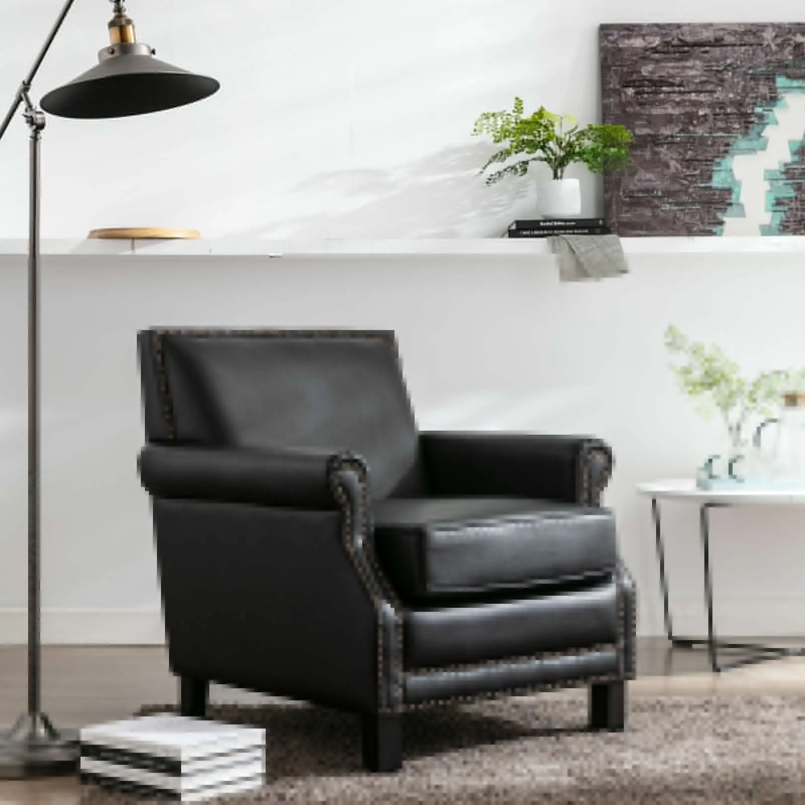 Livingroom Chair Traditional Upholstered Fabric PU Leather Club Chair With Nailhead Trim Rivet Design Plush Comfortable Seating
Livingroom Chair Traditional Upholstered Fabric PU Leather Club Chair With Nailhead Trim Rivet Design Plush Comfortable Seating