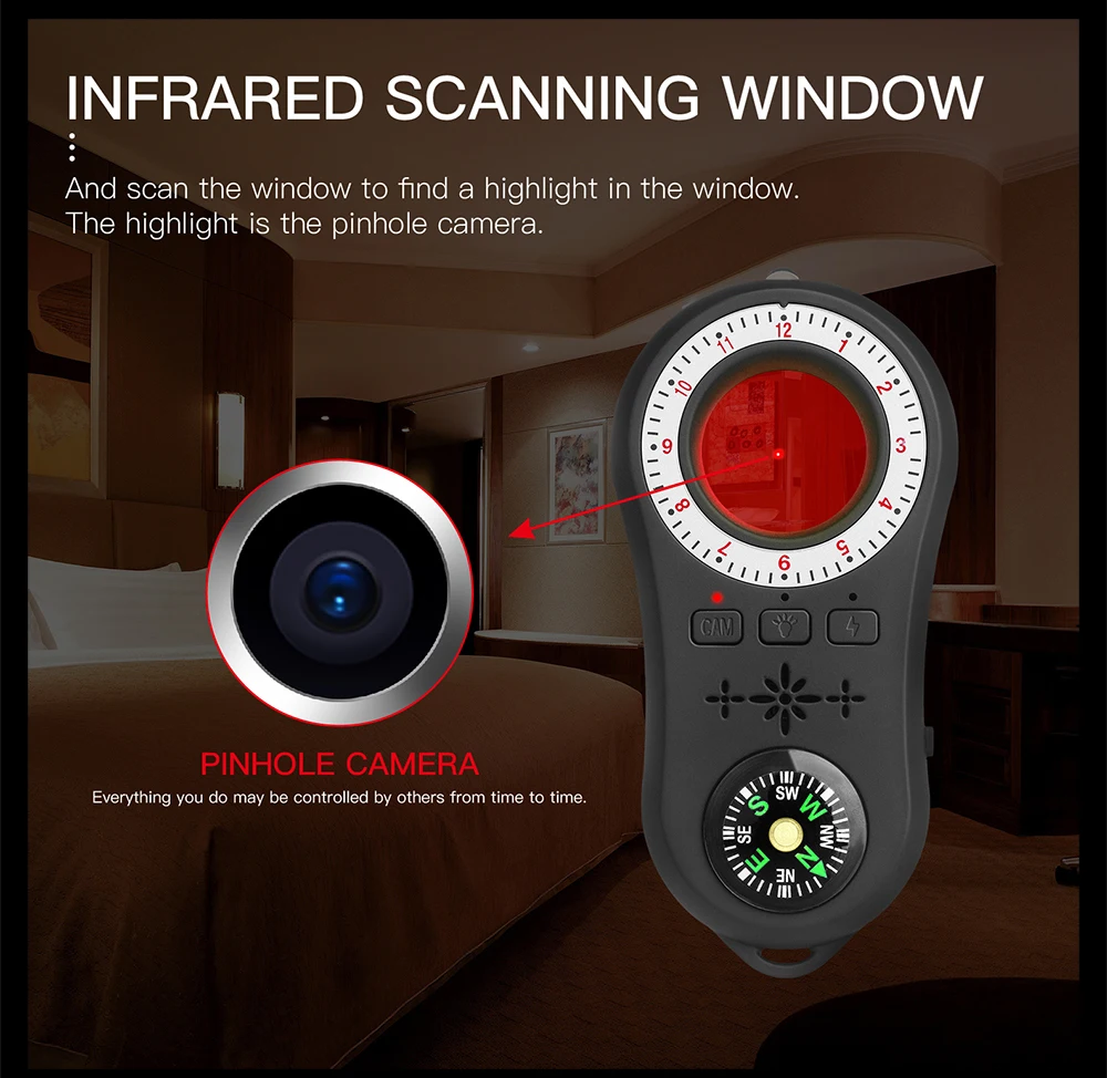 Anti Spy Surveillance Camera Detector Wireless Signal Anti-covert camera finder Signal Lens RF Tracker Detect Wireless Products
Anti Spy Surveillance Camera Detector Wireless Signal Anti-covert camera finder Signal Lens RF Tracker Detect Wireless Products