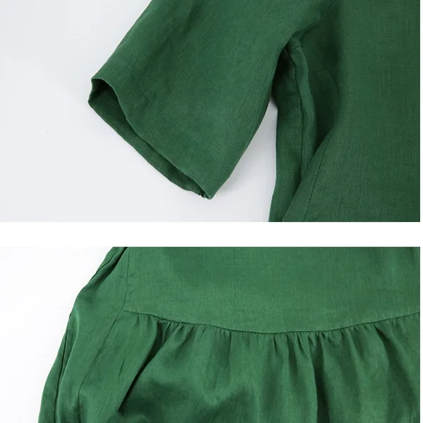 Design Cotton linen short sleeve dress solid color loose long skirt new medium length linen robe
Design Cotton linen short sleeve dress solid color loose long skirt new medium length linen robe