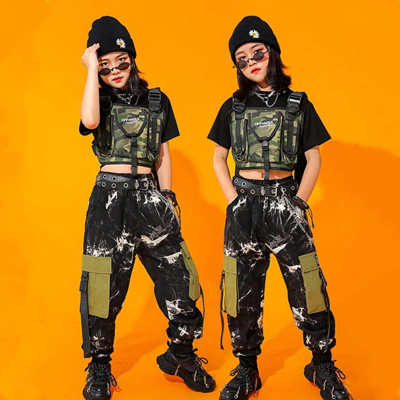 Girl Hip Hop Crop Top Waistcoat Camouflage Cargo Pants Kids Military Joggers Cool Clothes Set Child Jazz Street Dance Streetwear
Girl Hip Hop Crop Top Waistcoat Camouflage Cargo Pants Kids Military Joggers Cool Clothes Set Child Jazz Street Dance Streetwear