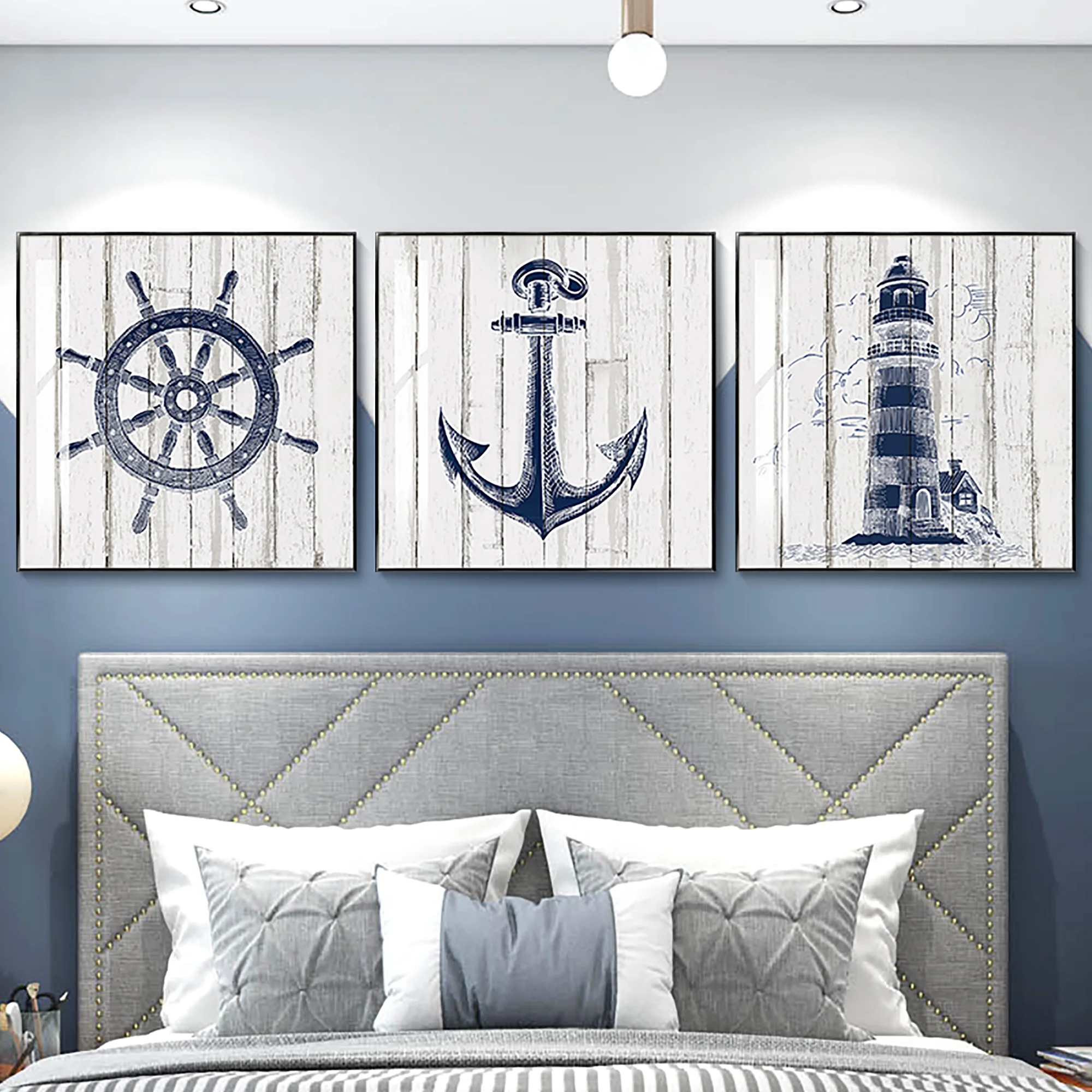 Nautical Nursery Wall Art Canvas Painting Navy Pictures Anchor Compass Lighthouse Posters for Mediterranean Boy Room Home Decor 
Nautical Nursery Wall Art Canvas Painting Navy Pictures Anchor Compass Lighthouse Posters for Mediterranean Boy Room Home Decor