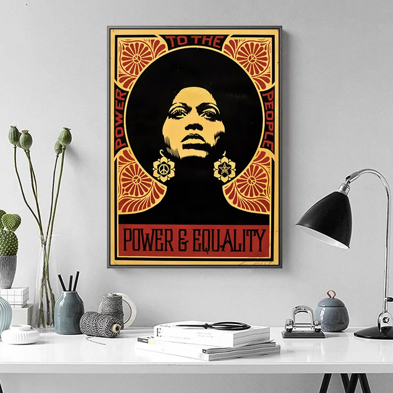 Черная пантера вечерние Angela Davis Freedom Leader Холст Картина винтажная картина плакат