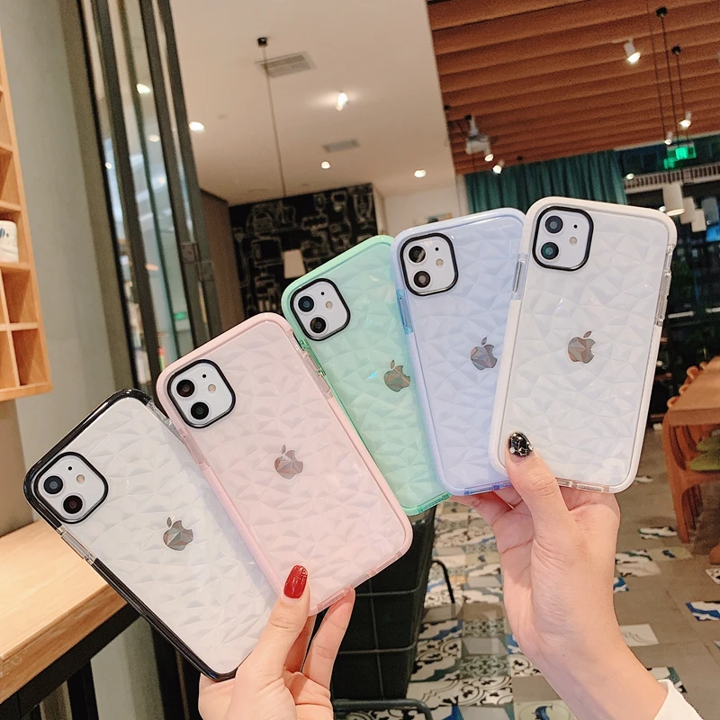 Diamond pattern transparent Anti fall phone case Cases For iphone 11 pro MAX X XR XS MAX 7 8 Plus Soft Silicone Cover Coque Capa
Diamond pattern transparent Anti fall phone case Cases For iphone 11 pro MAX X XR XS MAX 7 8 Plus Soft Silicone Cover Coque Capa