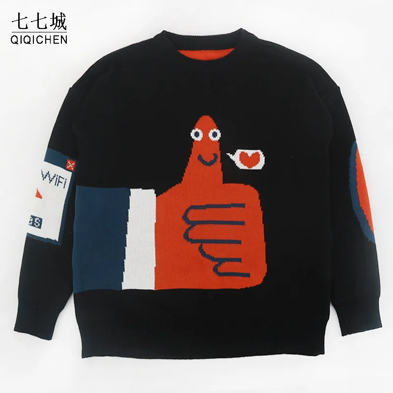 Retro Knitting Sweaters Women Street Japanese Like Gesture Pattern Pullovers Loose Warm Cotton Childlike Knitted Jumpers Tops
Retro Knitting Sweaters Women Street Japanese Like Gesture Pattern Pullovers Loose Warm Cotton Childlike Knitted Jumpers Tops