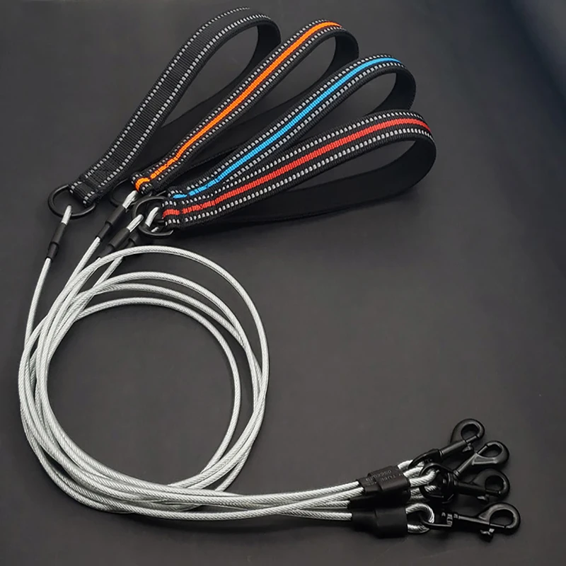 Pet Leash Anti-Bite Dog Wire Rope Big Dog Chain Pet Lead Stainless Steel Traction Rope with Reflective Diving Cloth Handle
Pet Leash Anti-Bite Dog Wire Rope Big Dog Chain Pet Lead Stainless Steel Traction Rope with Reflective Diving Cloth Handle