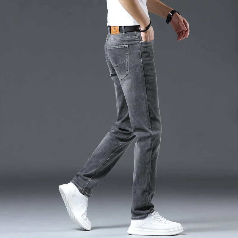 2021 Spring/Summer Classic Pocket Men's Fitted Straight Lightweight Jeans Comfortable Cotton Stretch Slim Jeans Smoke Gray
2021 Spring/Summer Classic Pocket Men's Fitted Straight Lightweight Jeans Comfortable Cotton Stretch Slim Jeans Smoke Gray