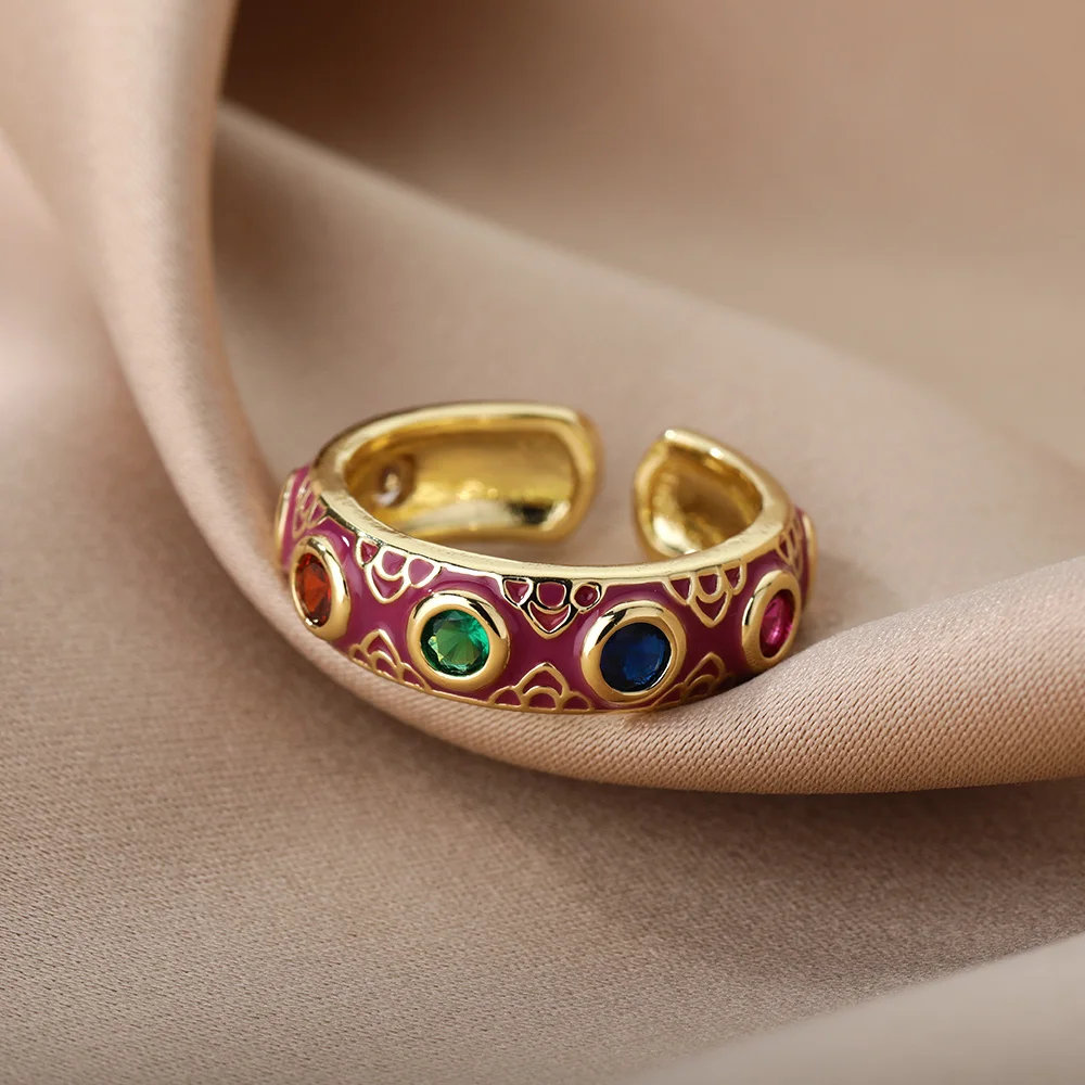 Colorful Enamel Dripping Oil Zircon Open Rings For Women Crystal Punk Adjustable Finger Ring 2021 Vintage Wedding Jewelry Gift
Colorful Enamel Dripping Oil Zircon Open Rings For Women Crystal Punk Adjustable Finger Ring 2021 Vintage Wedding Jewelry Gift
