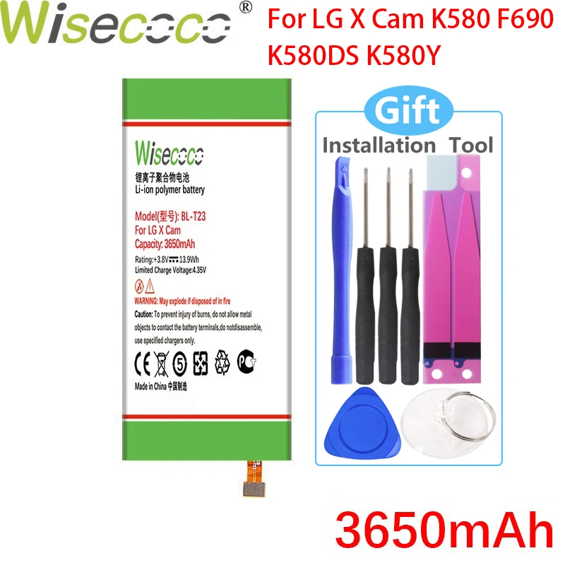 Wisecoco BL-T23 3650mAh New Battery For LG X Cam X-Cam K580 F690 K580DS K580Y High Quality
Wisecoco BL-T23 3650mAh New Battery For LG X Cam X-Cam K580 F690 K580DS K580Y High Quality