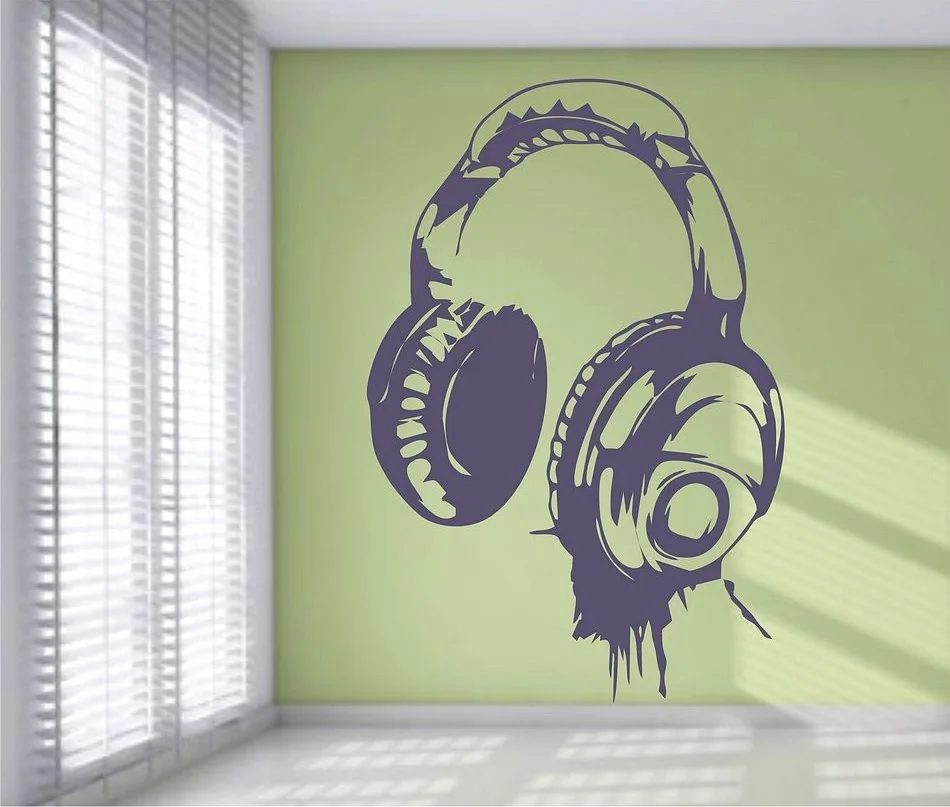 Музыкальные наушники DJ детская спальня настенные стикеры художественный дизайн