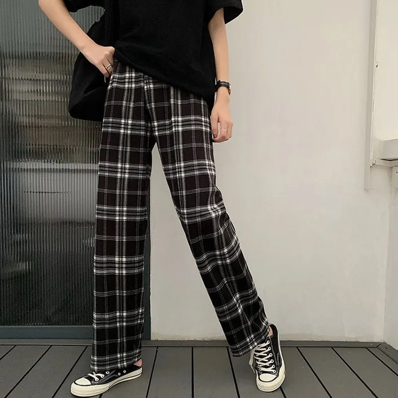 New Plaid Pants Women Loose Sweatpants Women Straight Korean Style Fashion Plaid Trousers Women High Waist Checkered Pants
New Plaid Pants Women Loose Sweatpants Women Straight Korean Style Fashion Plaid Trousers Women High Waist Checkered Pants