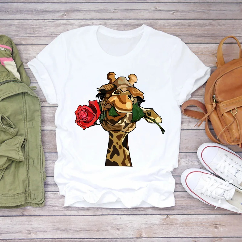 Women Cartoon Giraffe Short Sleeve Cute Fashion 90s Print Lady T-shirts Top Womens Graphic T Shirt Ladies Female Tee T-Shirt
Women Cartoon Giraffe Short Sleeve Cute Fashion 90s Print Lady T-shirts Top Womens Graphic T Shirt Ladies Female Tee T-Shirt