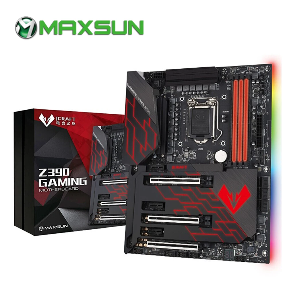 Материнская плата MAXSUN RGB MS iCraft Z390 Gaming LGA1151Intel ddr4 слоты памяти материнская sata m.2 ssd DP