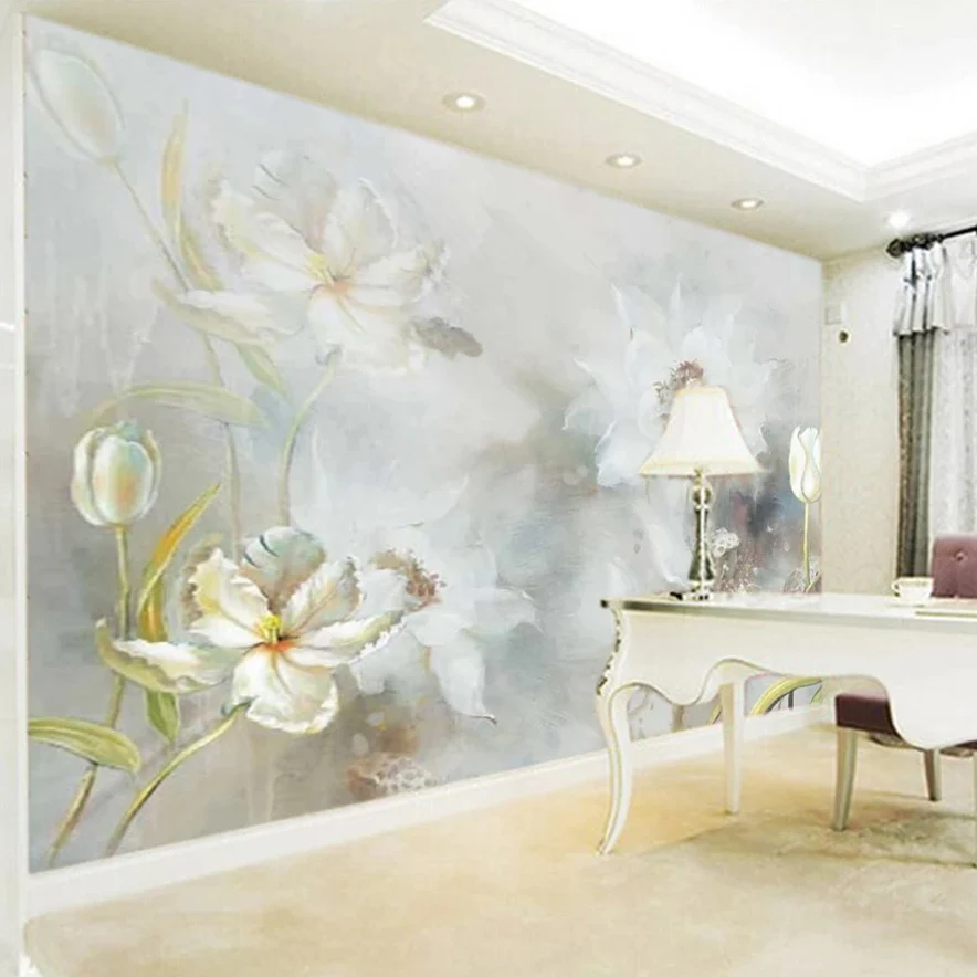 Custom Mural Wallpaper European Style 3D White Lotus Flower Hand-painted Oil Painting Fresco Living Room Bedroom Papel De Parede
Custom Mural Wallpaper European Style 3D White Lotus Flower Hand-painted Oil Painting Fresco Living Room Bedroom Papel De Parede