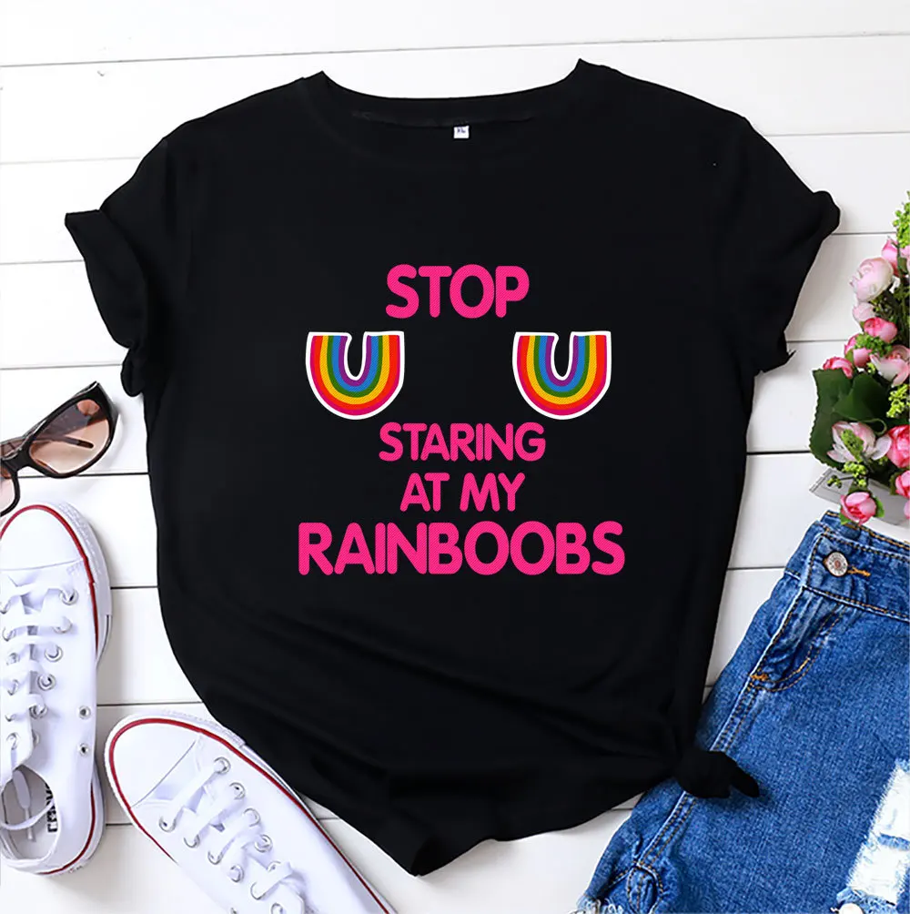 Rainbow Graphic Tees Summer Cotton Short Sleeves T Shirts Plus Size Tshirts for Women 
Rainbow Graphic Tees Summer Cotton Short Sleeves T Shirts Plus Size Tshirts for Women