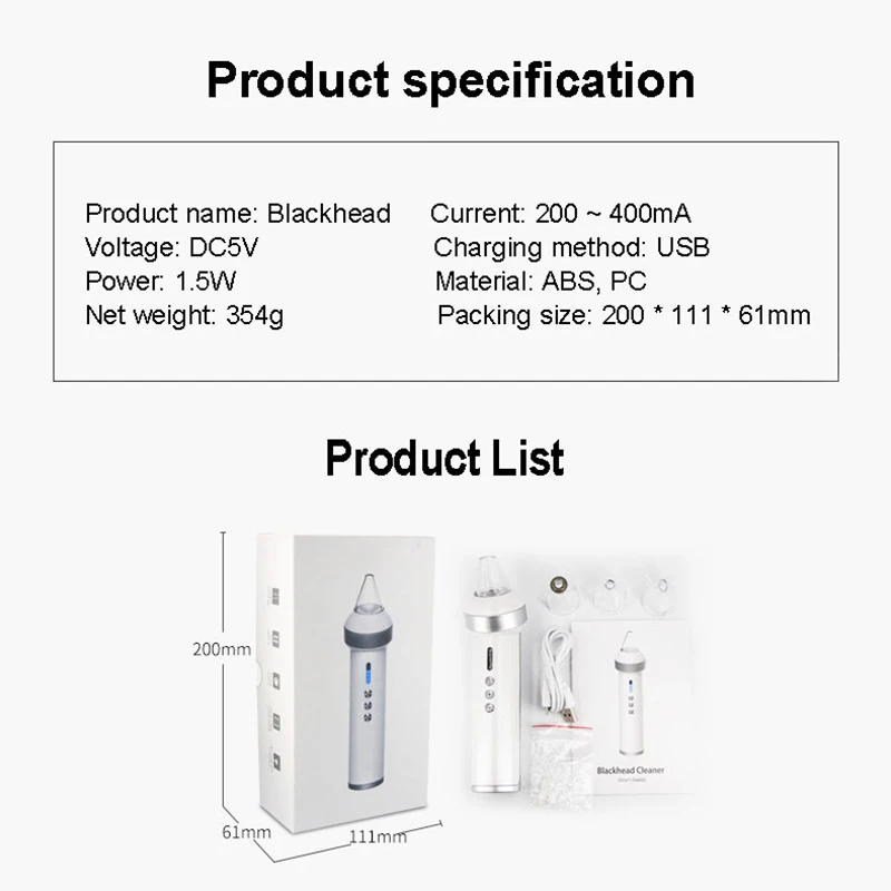 Ultrasonic Vacuum Blackhead Remover Small Bubbles Remove Acne Blackheads Deep Facial Cleansing Facial Cleanser Skin Care Tool
Ultrasonic Vacuum Blackhead Remover Small Bubbles Remove Acne Blackheads Deep Facial Cleansing Facial Cleanser Skin Care Tool
