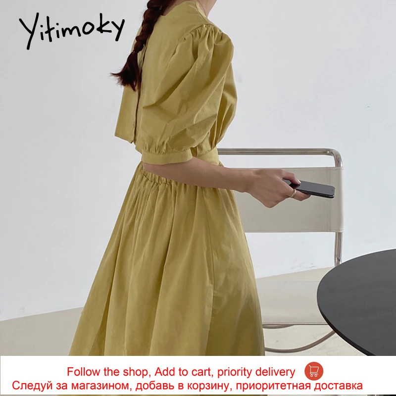 Yitimoky Backless High Waist Long Dress for Women 2021 Puff Short Sleeve O-Neck Summer Clothes Korean Fashion Single Breasted
Yitimoky Backless High Waist Long Dress for Women 2021 Puff Short Sleeve O-Neck Summer Clothes Korean Fashion Single Breasted