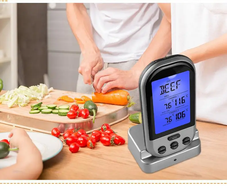 Multi Function Wireless Barbecue Thermometer Electronic Dual Channel Kitchen Food Thermometer
Multi Function Wireless Barbecue Thermometer Electronic Dual Channel Kitchen Food Thermometer
