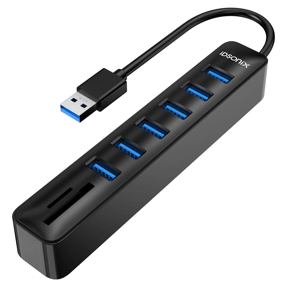iDsonix Powered Usb Hub 3.0, 8 in 1 USB Data Hub with 3 USB ports and 2 Usb Card Reader Combo for Laptops 15m Black
iDsonix Powered Usb Hub 3.0, 8 in 1 USB Data Hub with 3 USB ports and 2 Usb Card Reader Combo for Laptops 15m Black