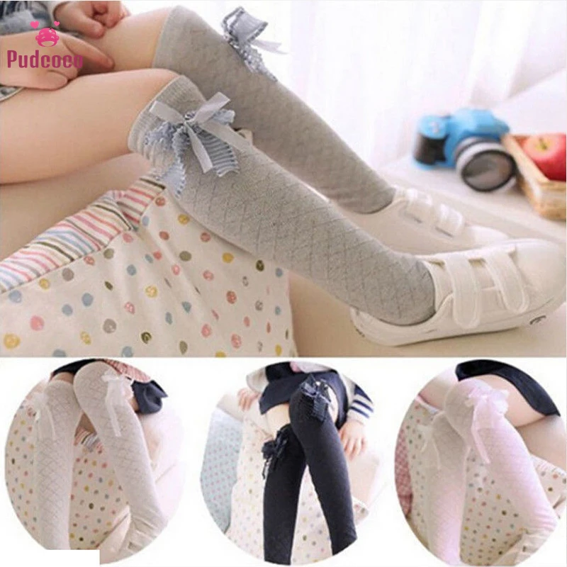 

5 Colors Baby Kids Toddlers Girls Bow Lovely Diamond Knee High Socks Soft Cotton Tights Spring Autumn Leg Warmer Stockings