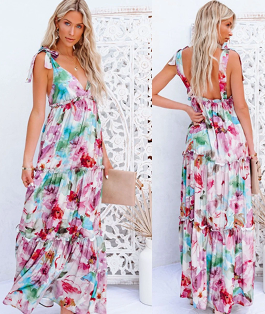 2021 Women Tie Dye Print Flowy Long Dress Summer Bandage Dress Pleated Fungus Edge Splicing Lace Up Waist Sleeveless Beach Dress
2021 Women Tie Dye Print Flowy Long Dress Summer Bandage Dress Pleated Fungus Edge Splicing Lace Up Waist Sleeveless Beach Dress