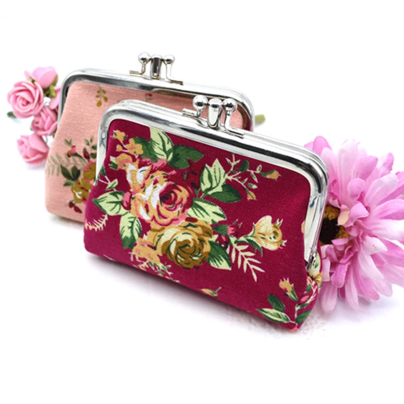 Женский кошелек для монет с милым цветочным принтом Дамская мини сумка двумя