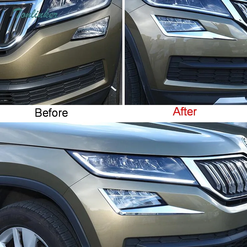 Tonlinker Cover Sticker For SKODA KODIAQ 2017-18 Car styling 2 pcs ABS Chrome Exterior Front fog light decoration Cover sticker
Tonlinker Cover Sticker For SKODA KODIAQ 2017-18 Car styling 2 pcs ABS Chrome Exterior Front fog light decoration Cover sticker