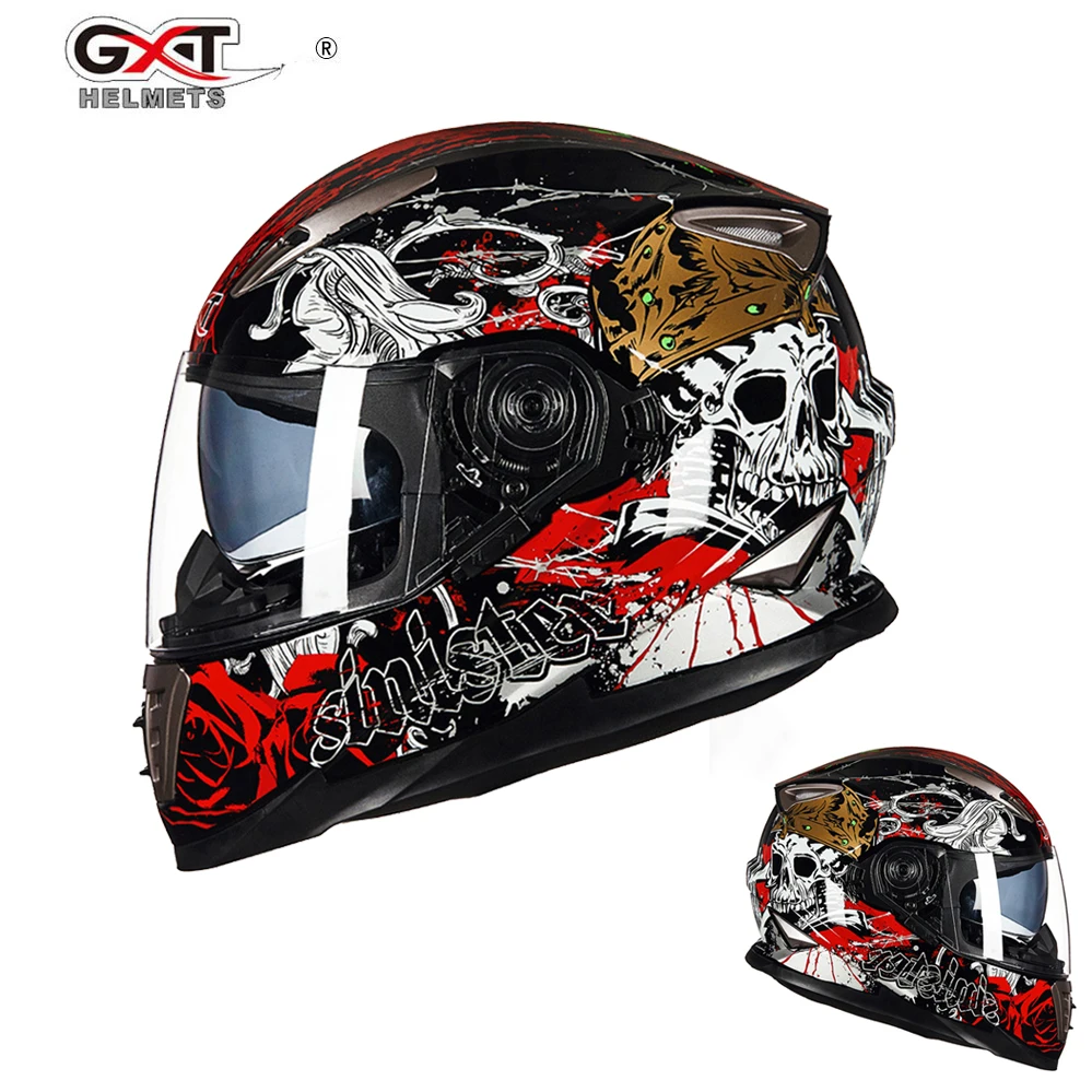 

GXT Full Face Motorcycle Helmet With Dual Visor Lens Motorbike Riding Helmets Racing Motocross Casco Moto Capacete DOT Approved