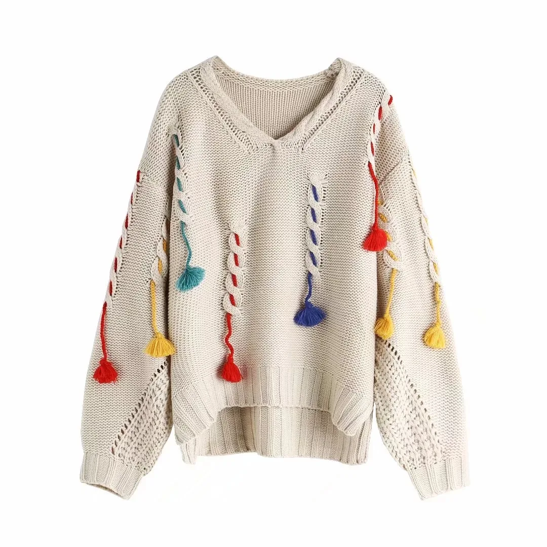 Loose Tassel Pullover Sweater 2020 Autumn Winter Women's sweaters Deep V Neck Sweater Jumpers Women 
Loose Tassel Pullover Sweater 2020 Autumn Winter Women's sweaters Deep V Neck Sweater Jumpers Women