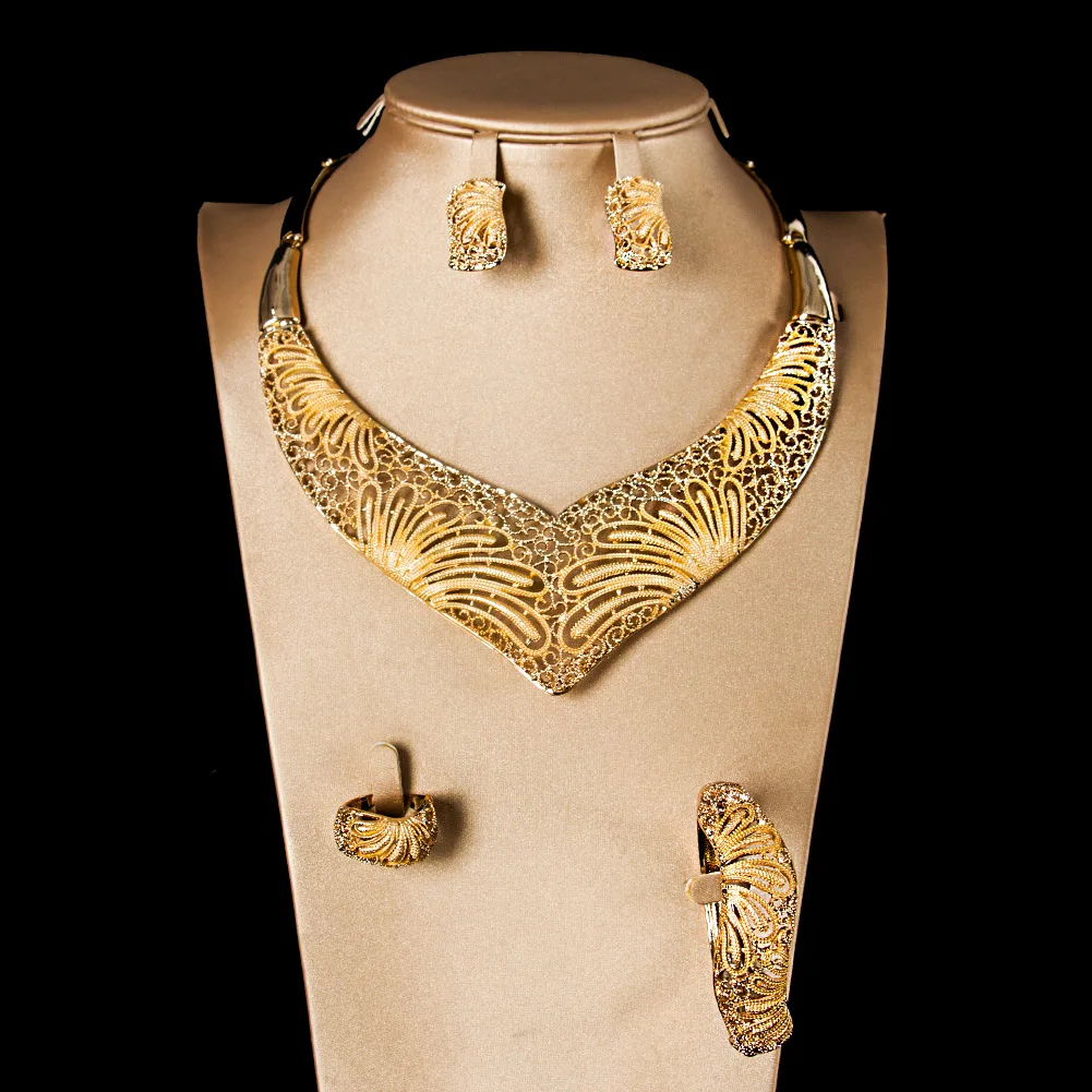 Sakura Love Glamour Woman African Jewelry Set Glamour Bride Ring Necklace Bracelet Gold Earrings Wedding Fashion Style Party
Sakura Love Glamour Woman African Jewelry Set Glamour Bride Ring Necklace Bracelet Gold Earrings Wedding Fashion Style Party