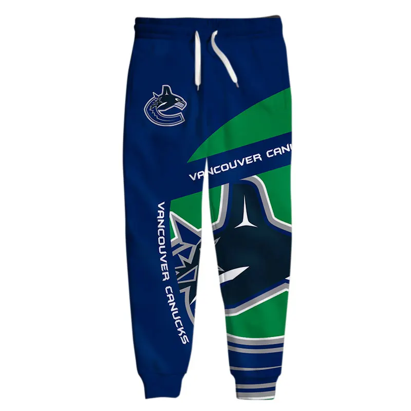 Vancouver men's casual pants blue and green stitching geometric pattern letter print Canucks Sweatpants
Vancouver men's casual pants blue and green stitching geometric pattern letter print Canucks Sweatpants