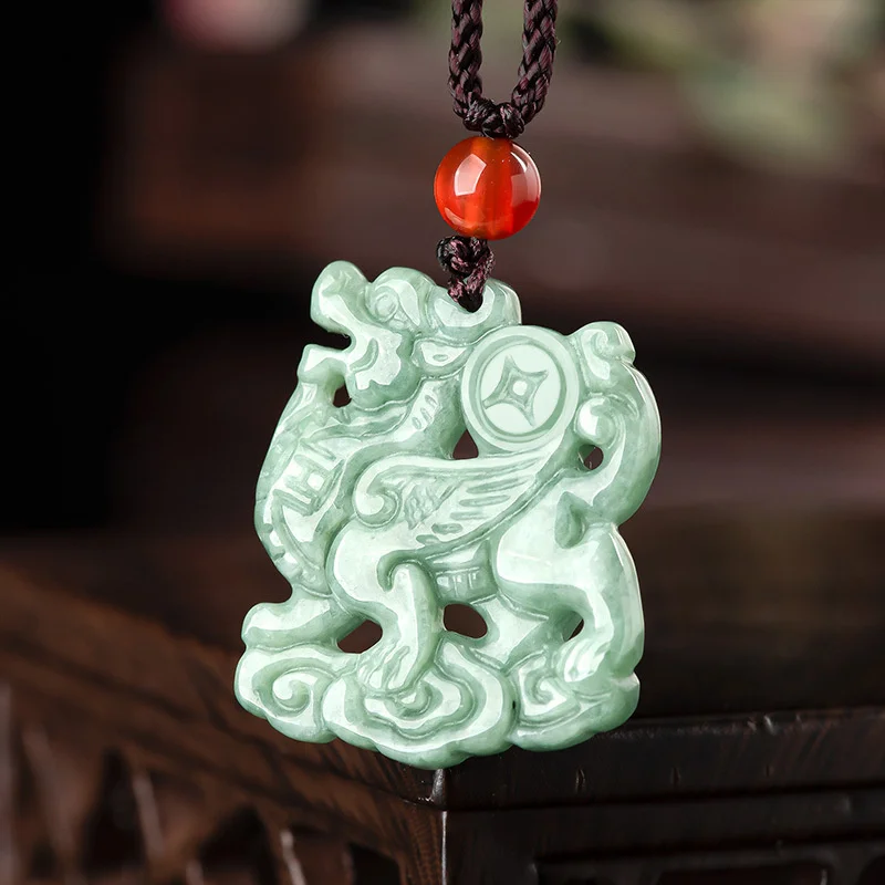 Hot Selling Natural Hand-carve Jade Qilin Promoted To Make A Fortune Necklace Pendant Fashion Jewelry Men Women LuckGifts Amulet | Украшения