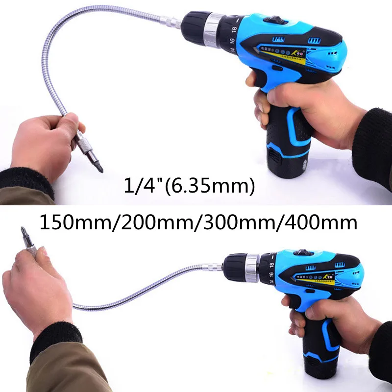 200/300/400mm Flexible Shaft 1/4 Inch Hex Screwdriver Bit Holder Metal Extension Snake Bit Connecting Link For All Driver Bits
200/300/400mm Flexible Shaft 1/4 Inch Hex Screwdriver Bit Holder Metal Extension Snake Bit Connecting Link For All Driver Bits