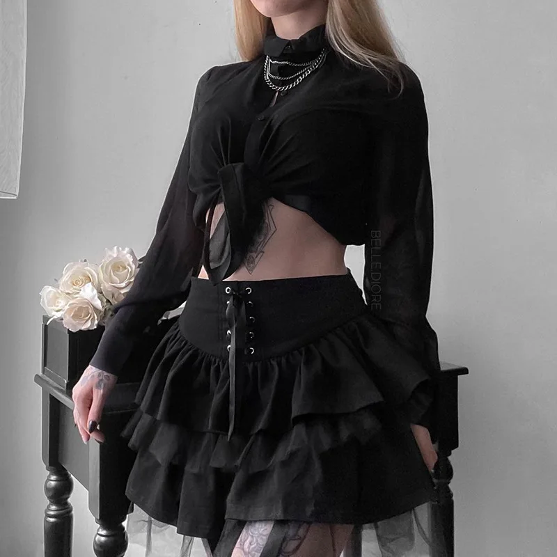 Sexy Mall Goth High Waist Mini Skirts Gothic Punk Dark Black Women Harajuku Y2k Lace Up Mesh Skirt Vintage Streetwear Clubwear
Sexy Mall Goth High Waist Mini Skirts Gothic Punk Dark Black Women Harajuku Y2k Lace Up Mesh Skirt Vintage Streetwear Clubwear