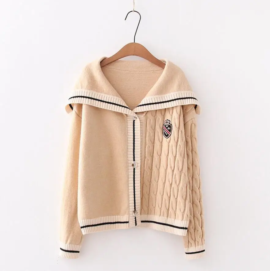 2020 new autumn Preppy Style Turn-Down Collar Knitted Cardigan Jacket Women Causal long sleeve loose Sweater top s06
2020 new autumn Preppy Style Turn-Down Collar Knitted Cardigan Jacket Women Causal long sleeve loose Sweater top s06