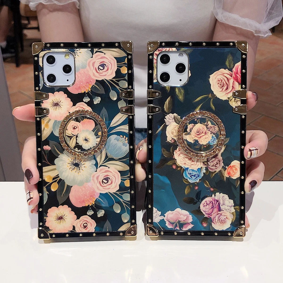 

Phone Cases for Samsung A53 5G S23 S22 Ultra A52 A51 A13 A33 4G S21 S20 FE Plus Case Blu-Ray Flower Pattern TPU Cover Ring Lanya